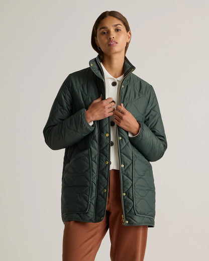 Featherless Quilted Long Puffer Jacket - XS / Silken White
