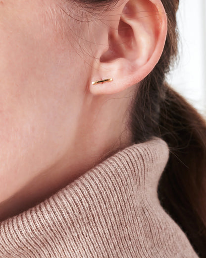 14K Gold Line Studs - One Size / Yellow Gold