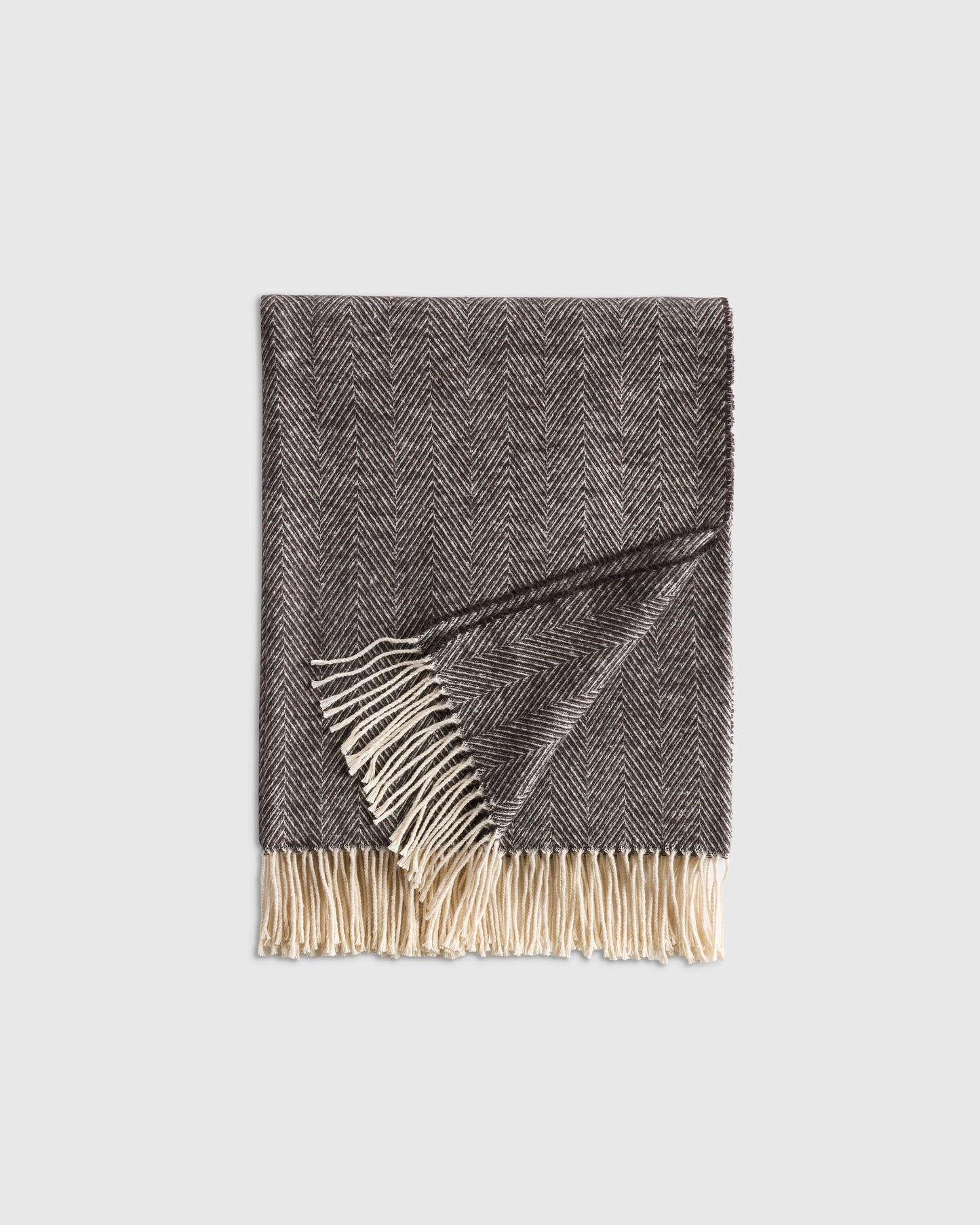 Lightweight Italian Cotton Herringbone Throw - One Size / Mushroom
