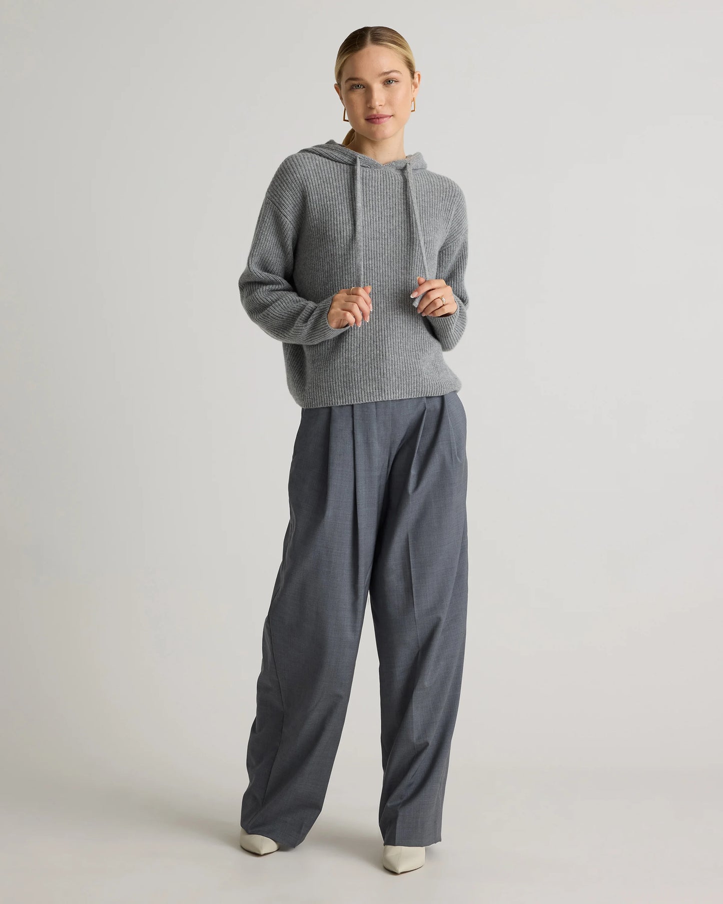 Mongolian Cashmere Fisherman Pullover Hoodie - XS / Heather Grey