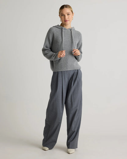 Mongolian Cashmere Fisherman Pullover Hoodie - XS / Heather Grey