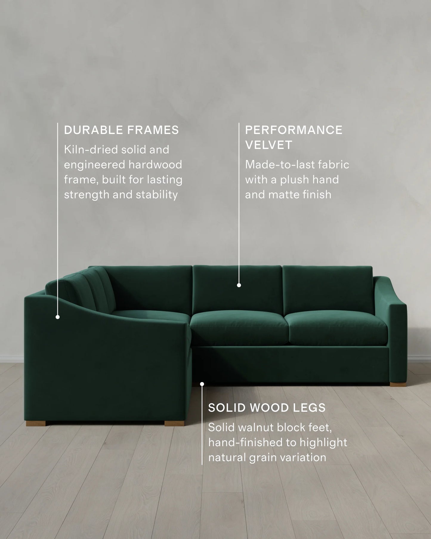 Hollis Slope Arm L Sectional in Performance Velvet - 110x110 / Gunmetal