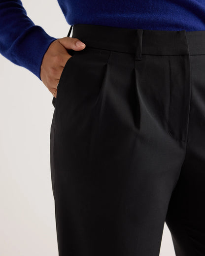 Italian Wool Pleated Trouser - 0 / Black