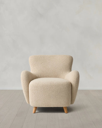 Teddy Boucle Petite Wingback Accent Chair - One Size / Oatmeal