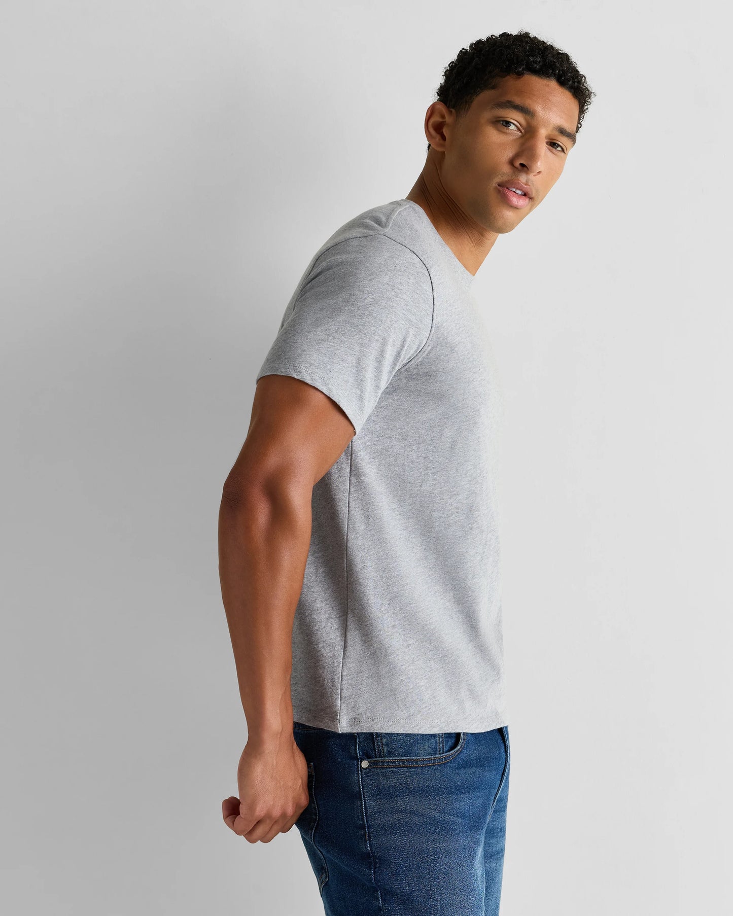 100% Organic Cotton Slub Crewneck Tee - S / Heather Grey