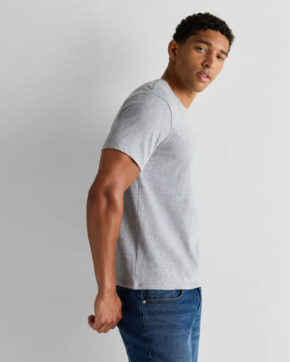 100% Organic Cotton Slub Crewneck Tee - S / Heather Grey