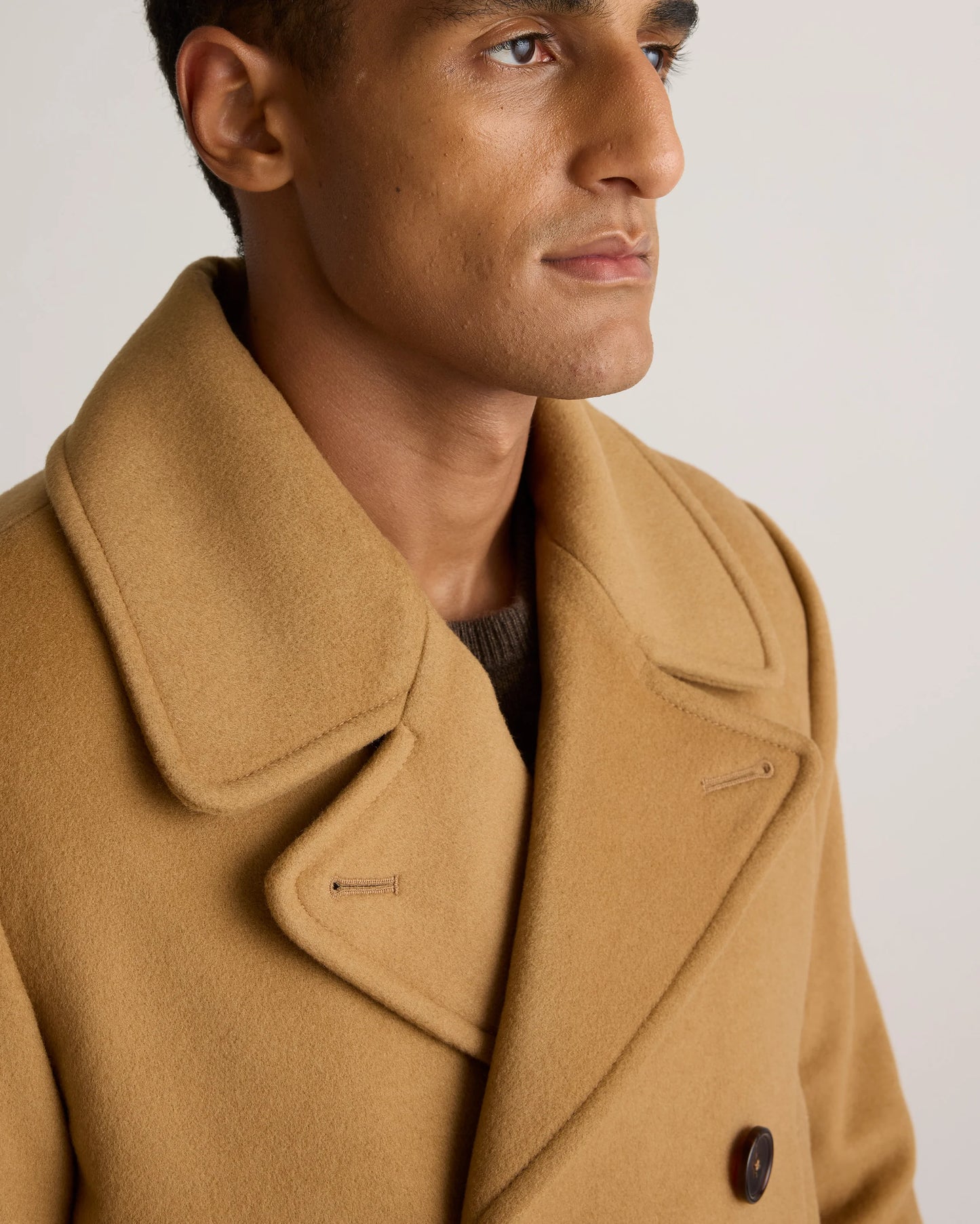 Italian Wool Double-Breasted Officer Topcoat - S / Heather Charcoal