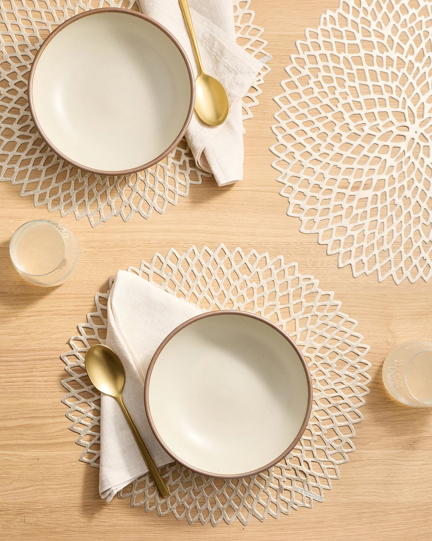 Pressed Dahlia Placemats, Set of 4 by Chilewich - One Size / Brass