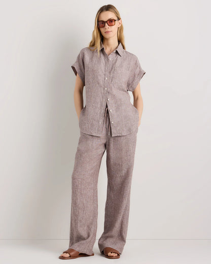 100% European Linen Wide Leg Pants - XS / Flax