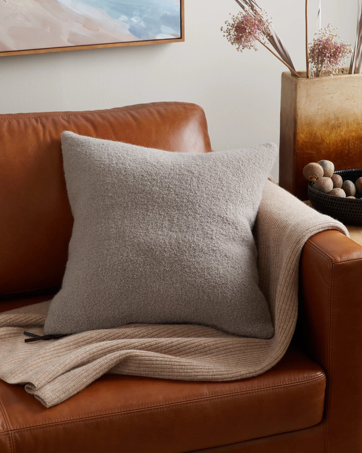 Alpaca Boucle Pillow Cover - 20x20 / Light Heather Grey