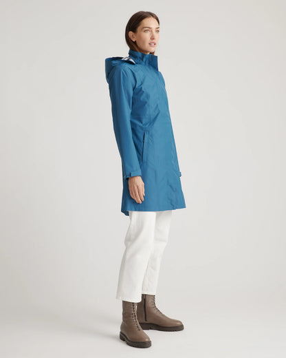 Weather Proof Long Rain Shell Jacket - XS / Ink Blue