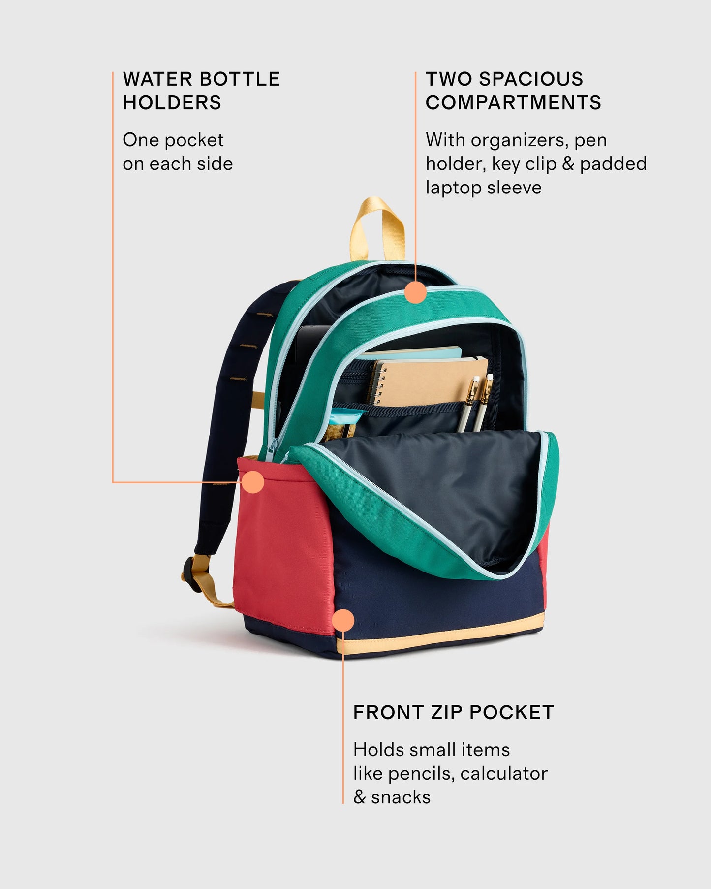 Recycled Double Pocket Backpack - One Size / Rainbow Clouds