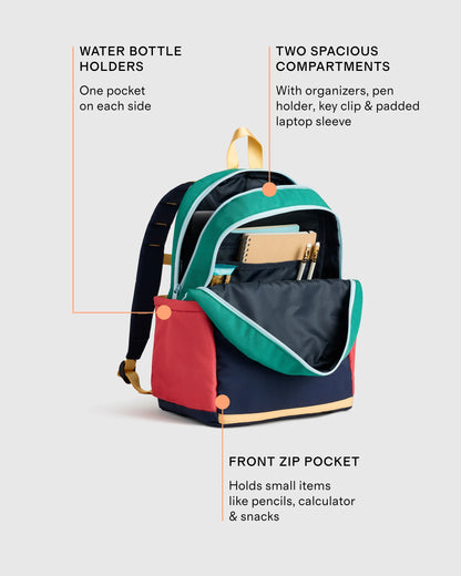 Recycled Double Pocket Backpack - One Size / Rainbow Clouds