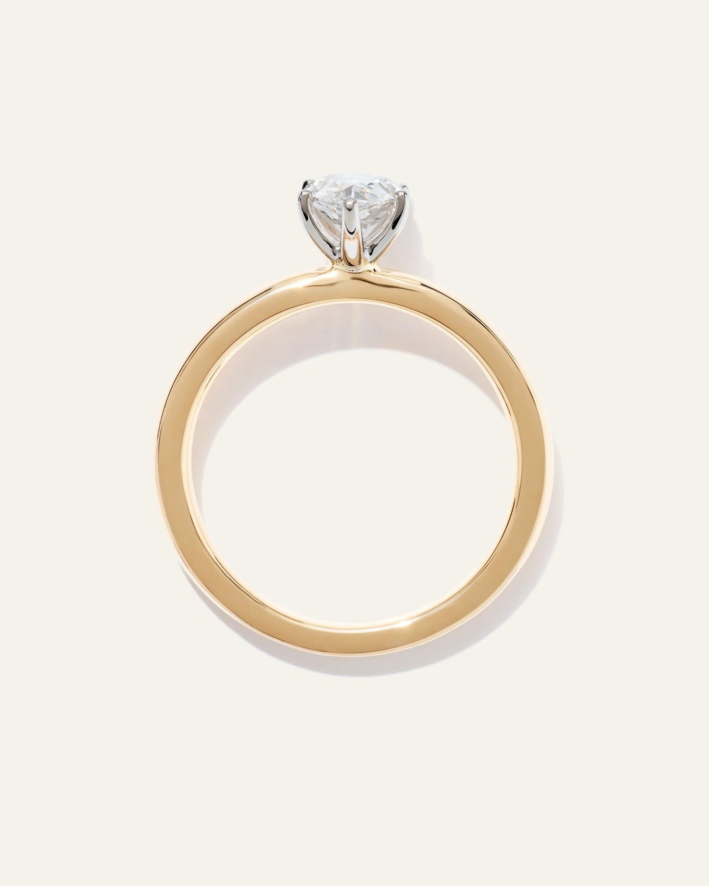 Lab Grown Diamond Pear Comfort Fit Engagement Ring - 1ct - 4 / Yellow Gold