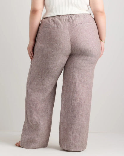 100% European Linen Wide Leg Pants - 1X / Bayberry Olive