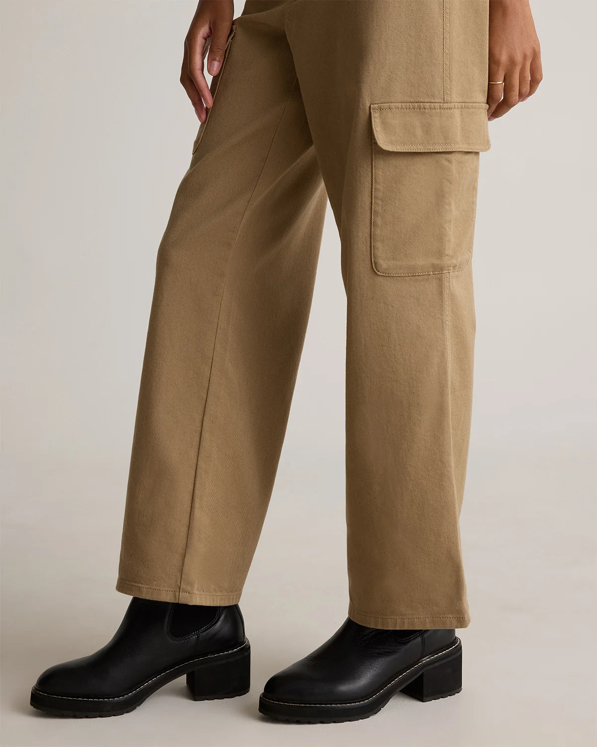 Organic Stretch Cotton Twill Cargo Pants - 0 / Light Khaki