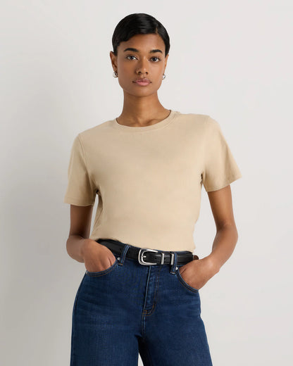 100% Organic Cotton Boxy Crewneck Tee - XS / Shell Pink