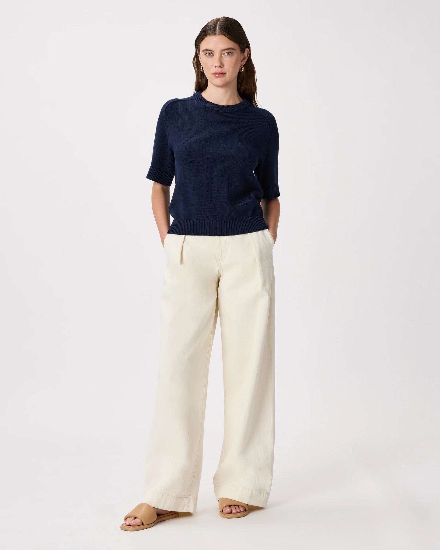 100% Organic Cotton Sweater Tee - XS / Navy