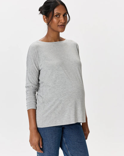 Bamboo Jersey Maternity Long Sleeve Tee (2-pack) - XS / Wine Tasting Red/Nocturnal Green