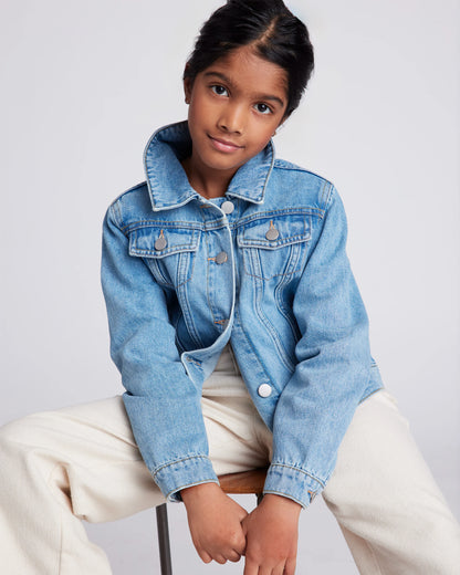 Girls 100% Organic Cotton Denim Jacket - 6 / Light Wash
