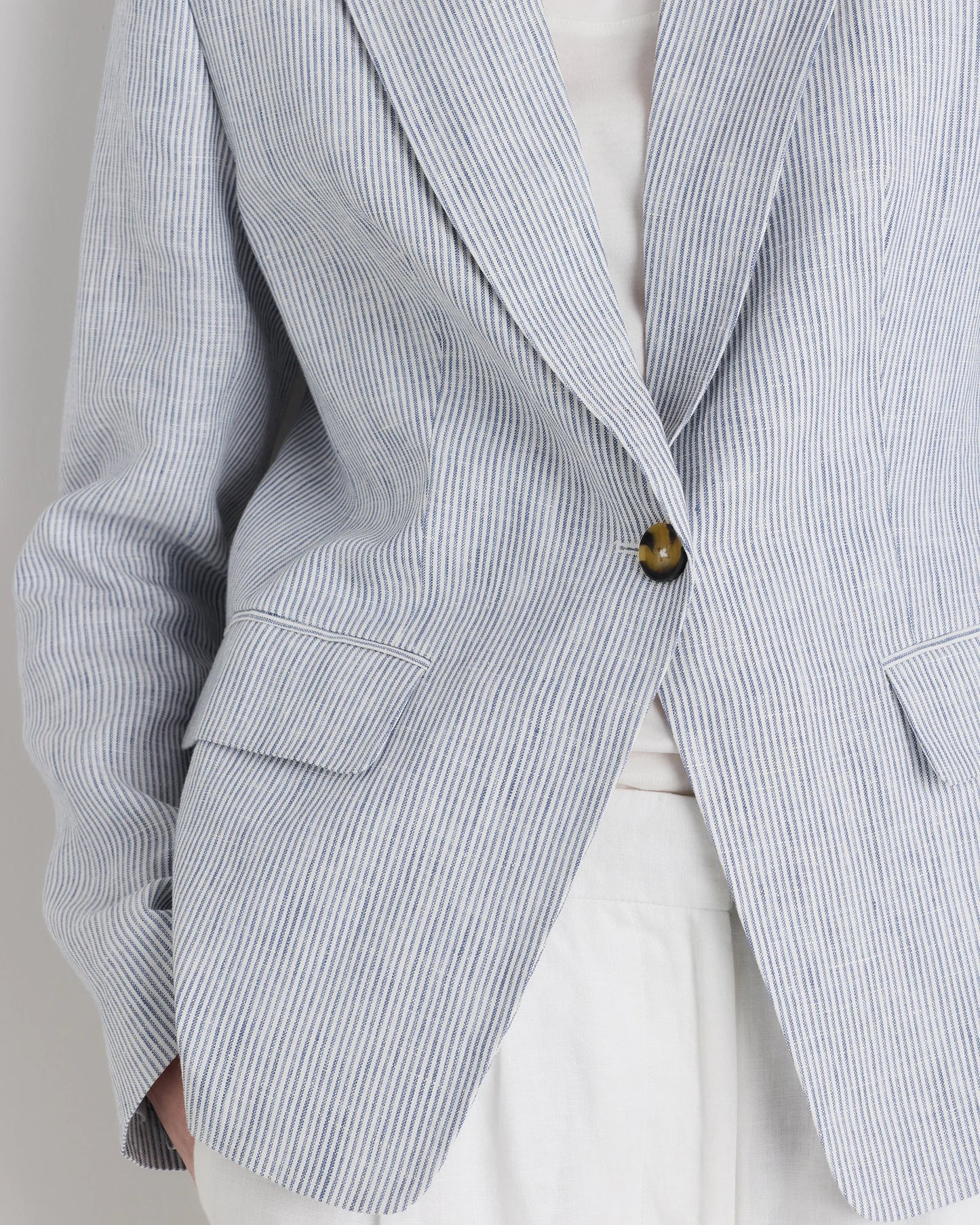100% European Linen Structured Blazer - XS / French Blue