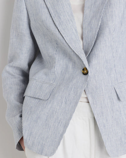 100% European Linen Structured Blazer - XS / French Blue