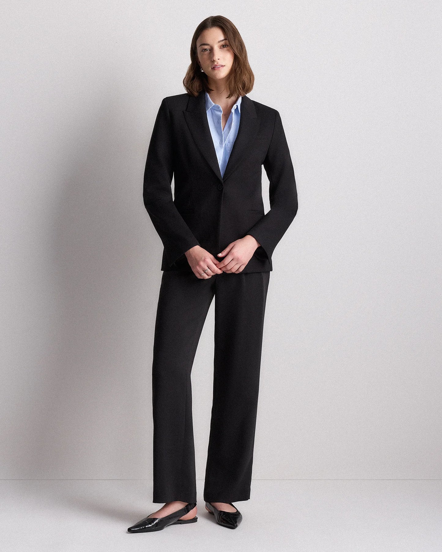 Ultra-Stretch Ponte Single-Breasted Blazer - XS / Espresso