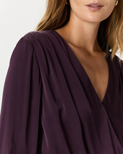 Washable Stretch Silk Surplice Bodysuit - XS / Moonstone Blue