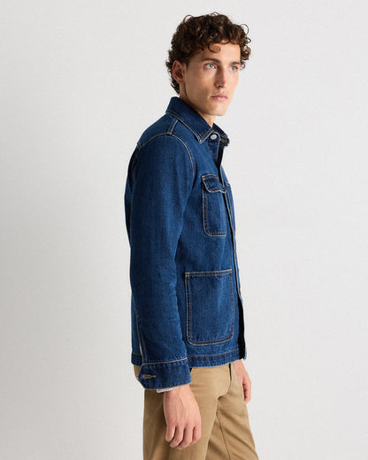 100% Organic Cotton Denim Chore Jacket - S / Dark Indigo