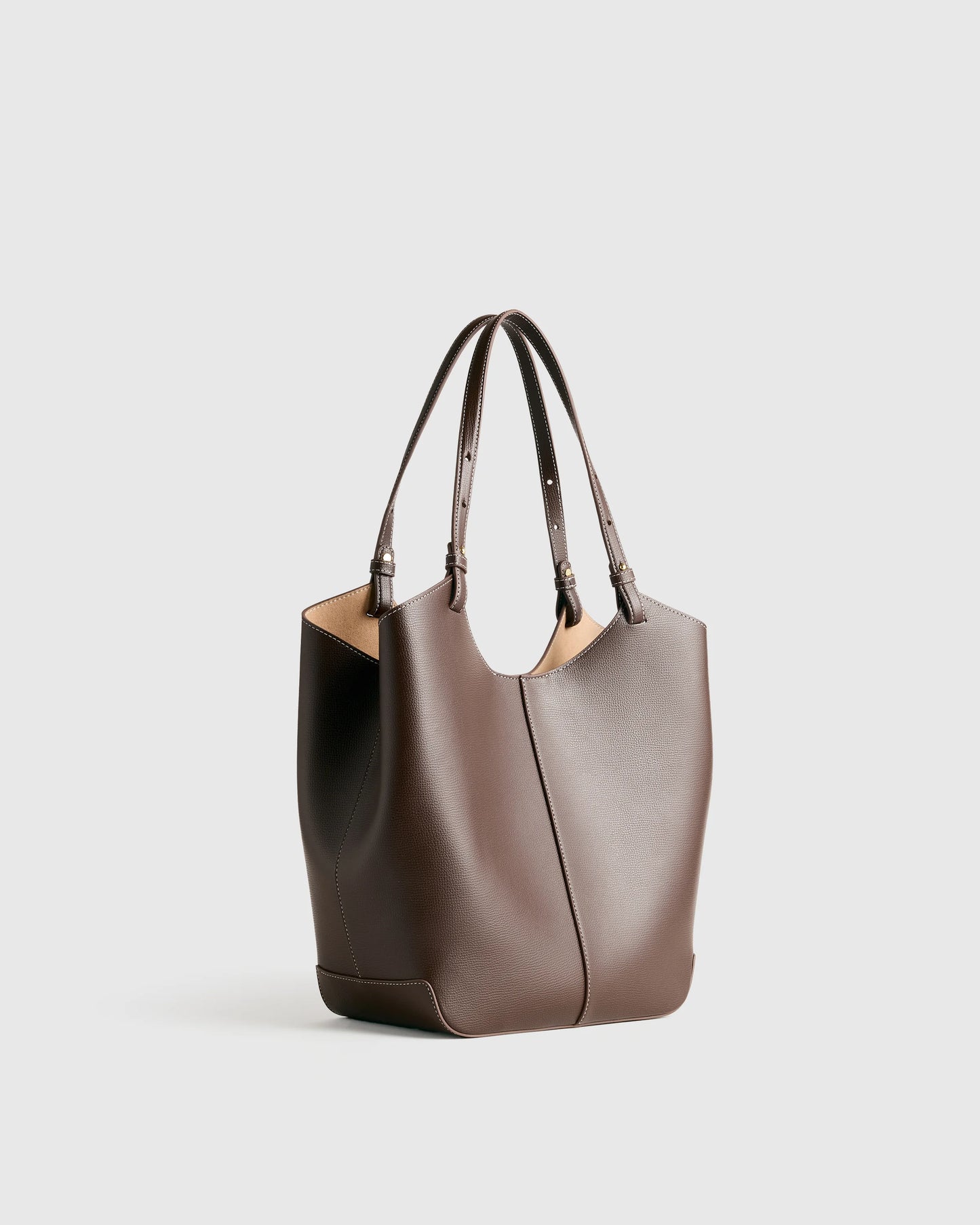 Italian Leather Trapeze Tote - One Size / Dark Brown
