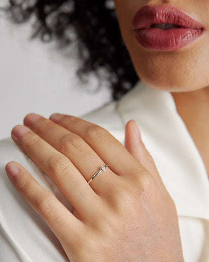 14K Gold Solo Diamond Bezel Ring - 4 / Yellow Gold