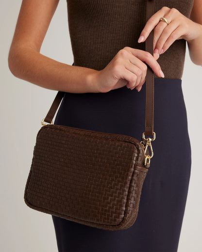 Italian Leather Handwoven Crossbody - One Size / Cognac