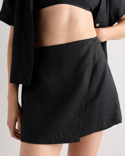 100% European Linen Skort - XS / Classic Mini Gingham