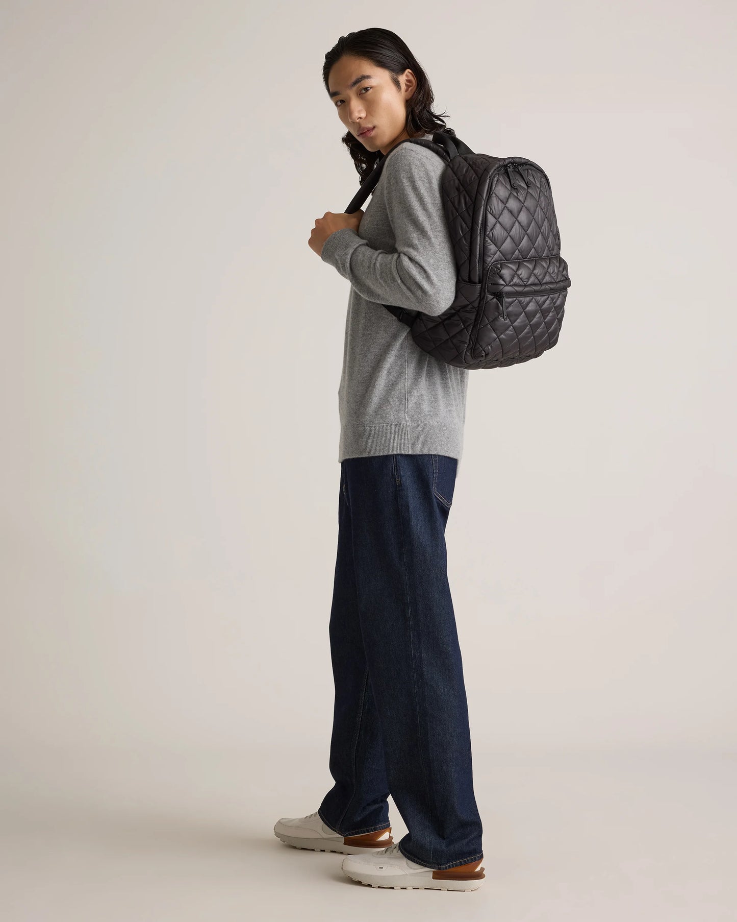 Transit Quilted Commuter Backpack - One Size / Taupe Brown