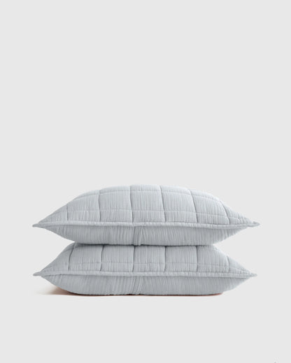 Organic Cotton Gauze Box Quilt Sham Set - Standard / Mineral