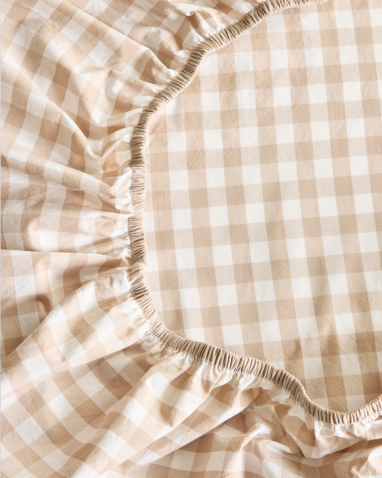 Organic Crisp Percale Gingham Sheet Set - Twin / Cafe