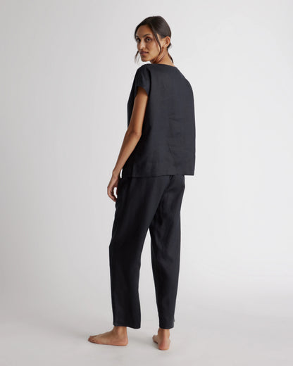100% European Linen Pajama Set - XS / French Blue