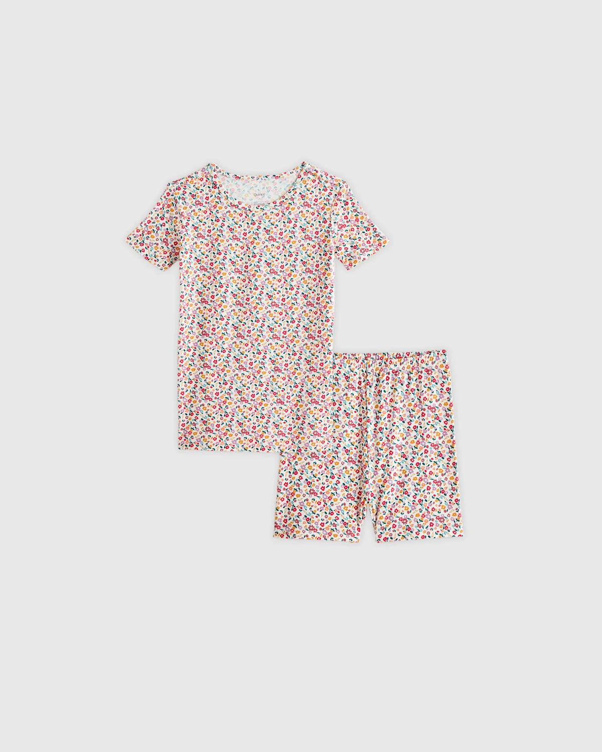 Bamboo Short Sleeve and Shorts Pajama Set - 2T / Lavender Hearts