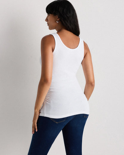 Bamboo Rib Maternity Scoop Neck Tank - XS / Deep Navy