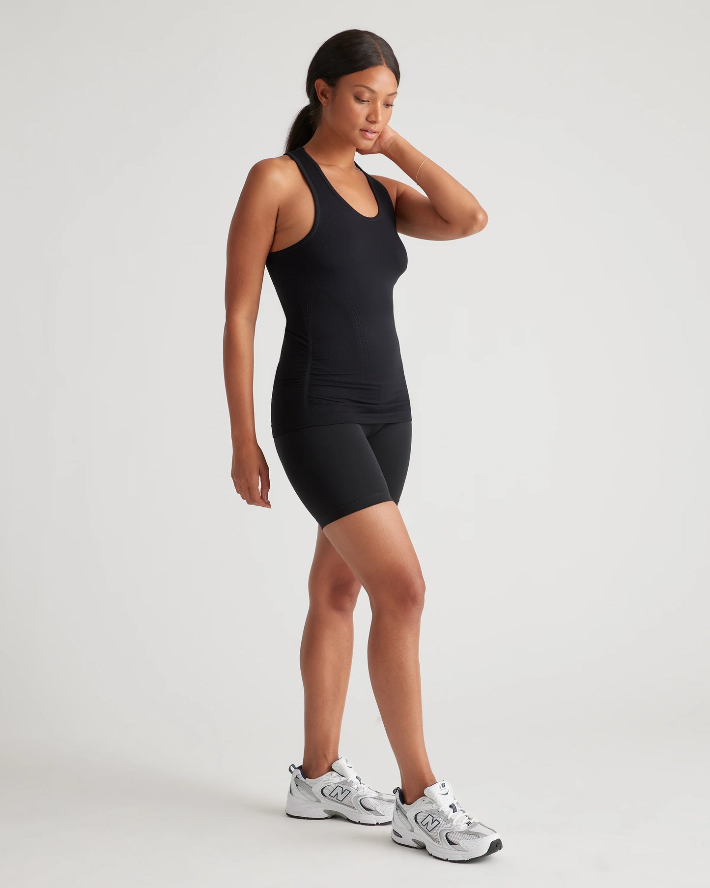 Seamless Ruched Racerback Tank - XS / Black