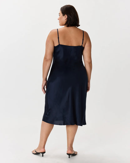 100% Washable Silk Slip Dress - 1X / Champagne