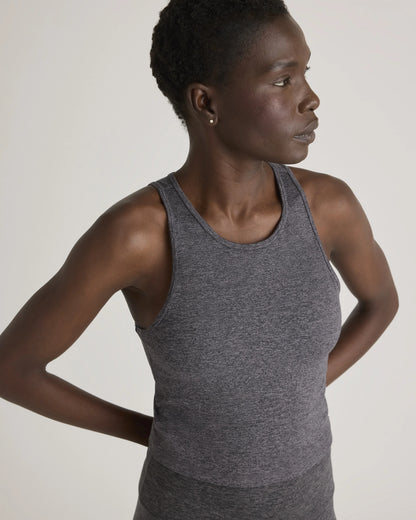 Ultra-Soft High Neck Cropped Tank - XS / Heather Charcoal