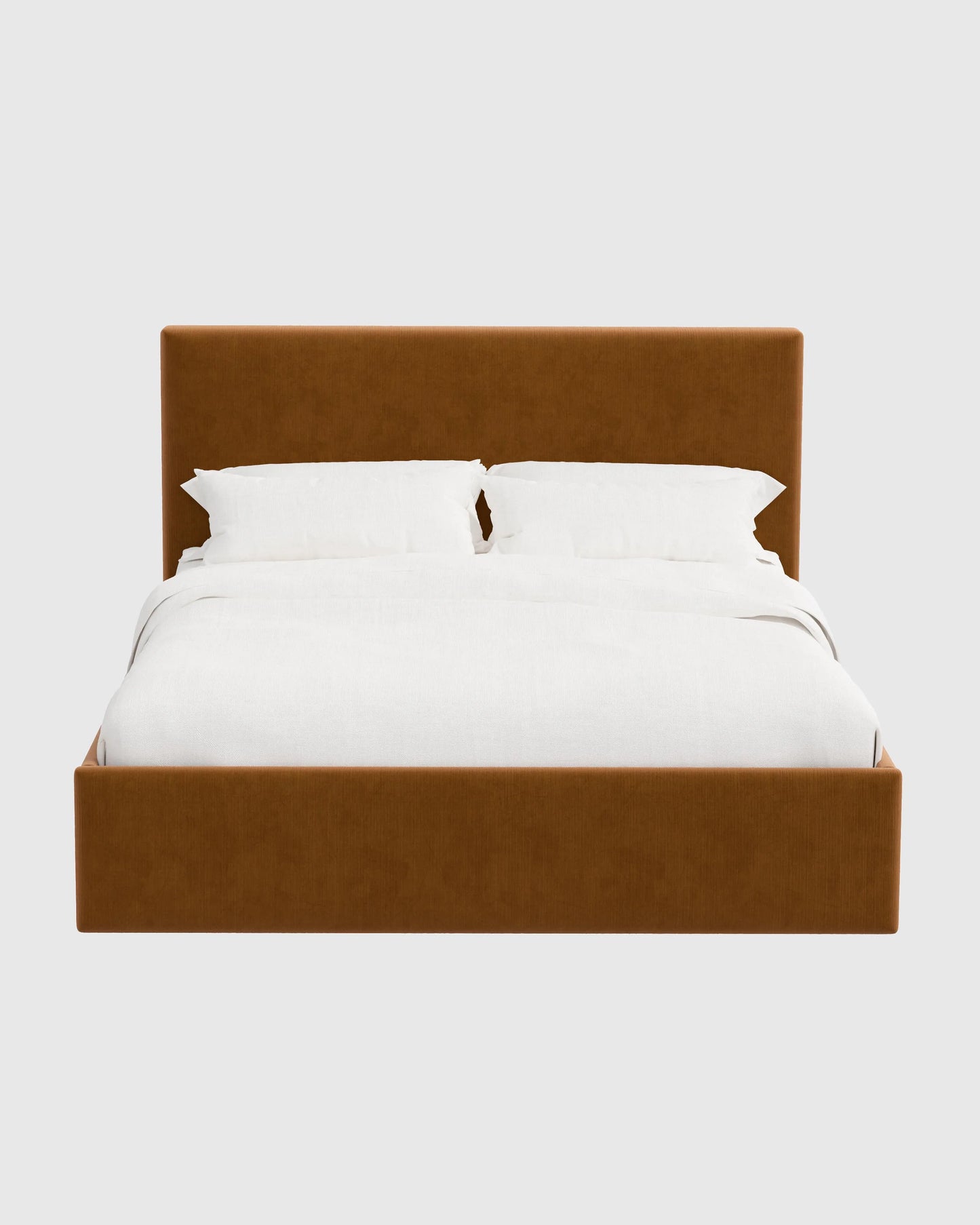 Square Bed in Performance Velvet - Full / Chocolate