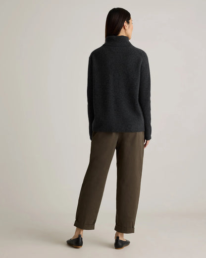 Mongolian Cashmere Fisherman Turtleneck Sweater - XS / Black