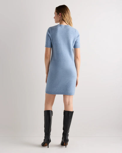 Mongolian Cashmere Short Sleeve Mini Dress - XS / Faded Denim