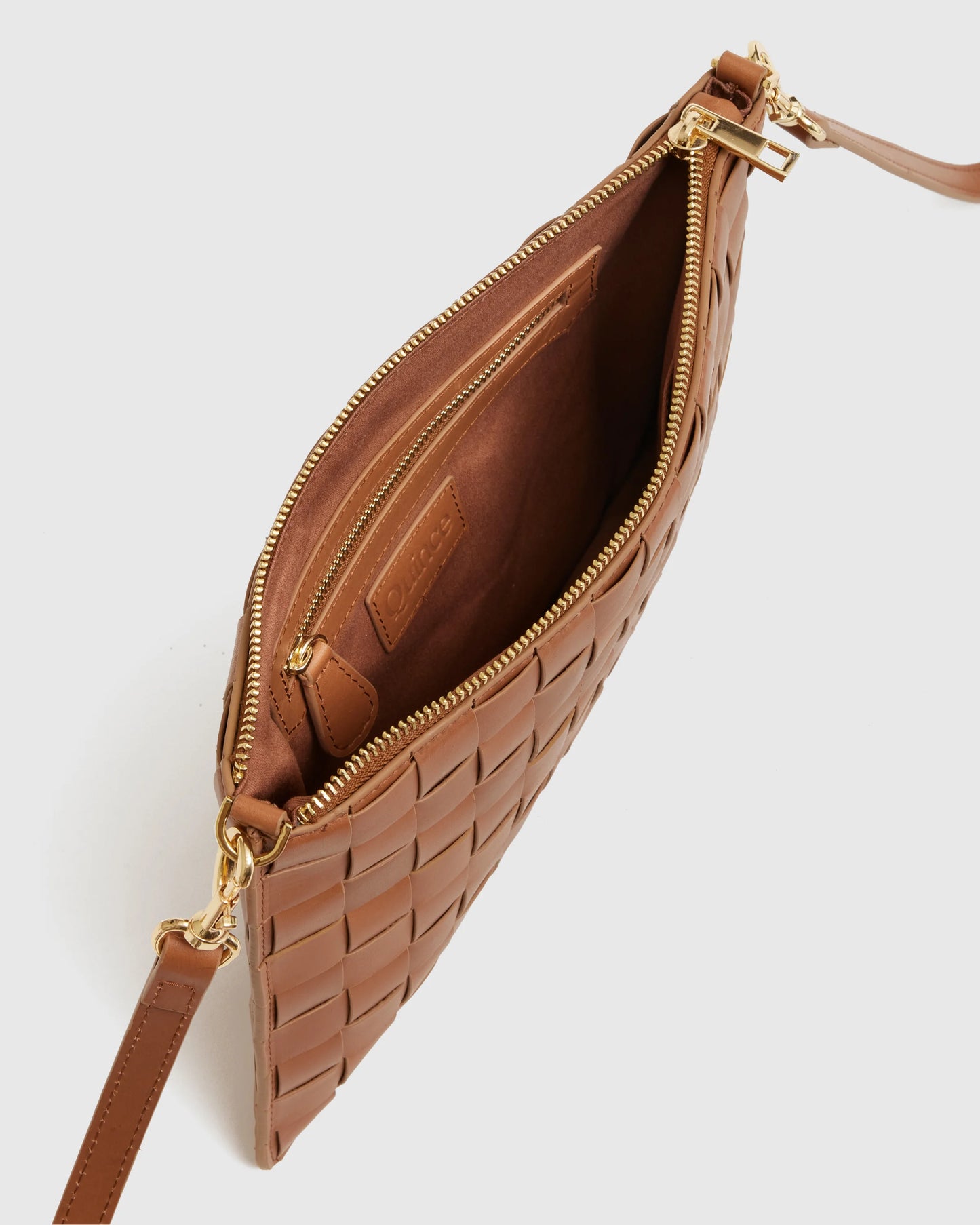 Italian Leather Handwoven Convertible Crossbody - One Size / Cognac