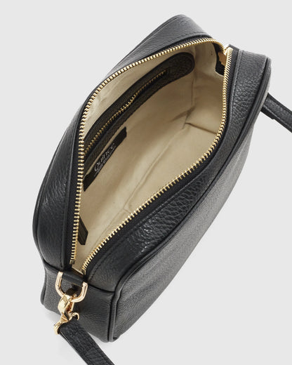 Italian Leather Crossbody Bag - One Size / Black Croco