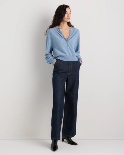Mongolian Cashmere Dolman Sleeve Henley Sweater - XS / Oatmeal