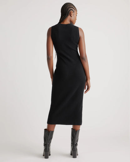 Mongolian Cashmere Sleeveless Midi Sweater Dress - XS / Black