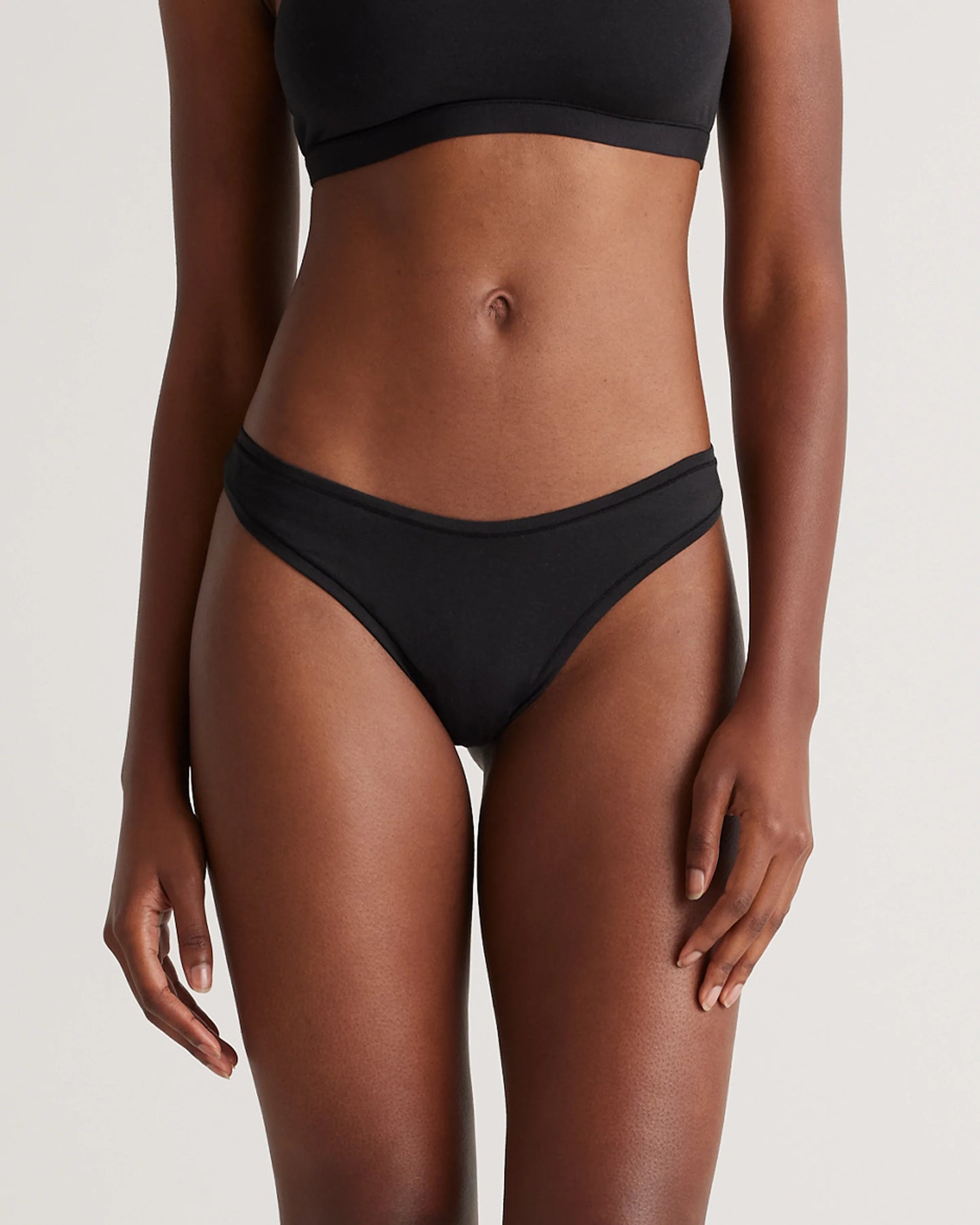Organic Cotton High-Cut Thong (6-pack) - XS / Black/Soft White/Ocean